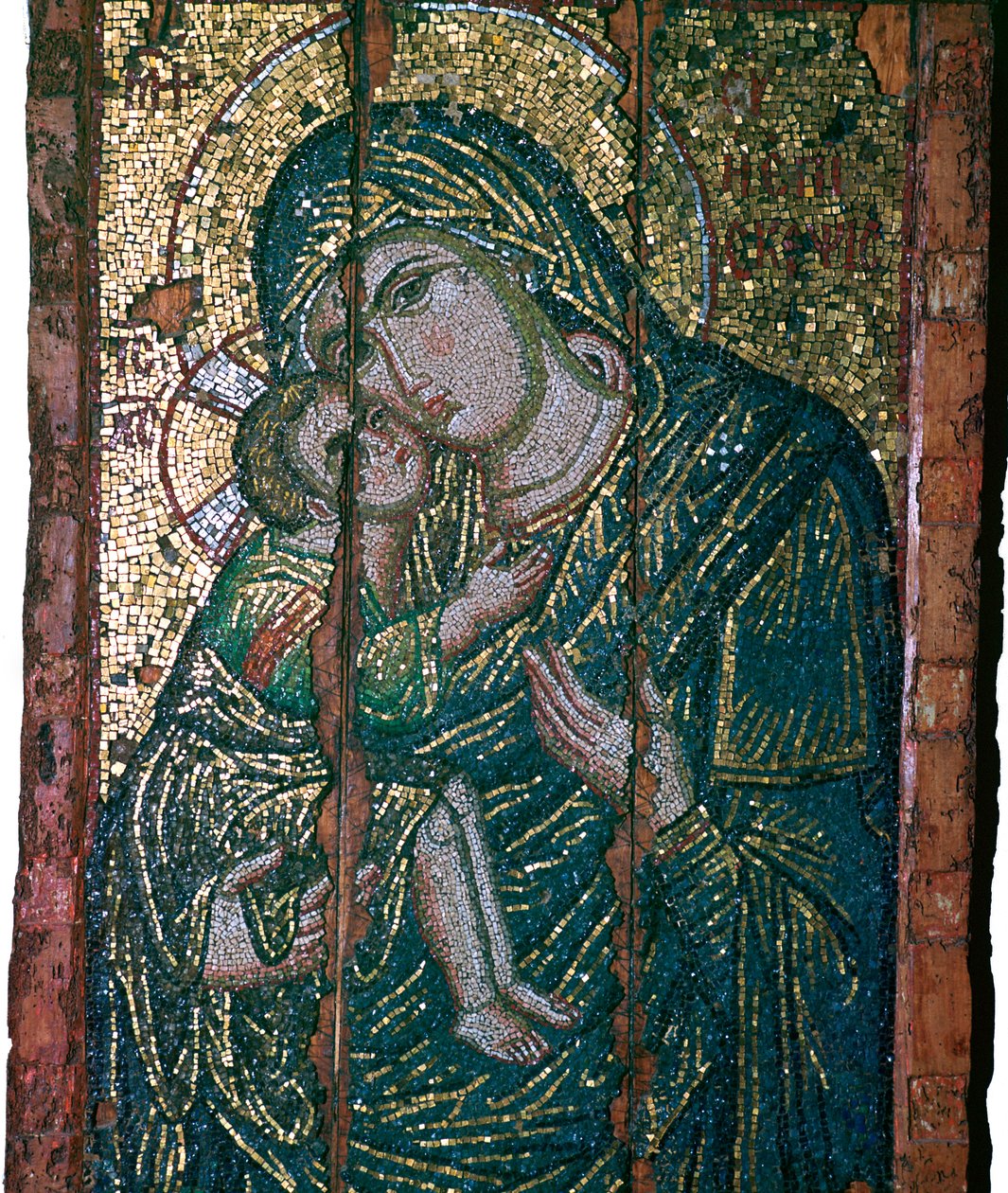 Mosaico bizantino da Virgem e do Menino, século XIV de Unbekannt
