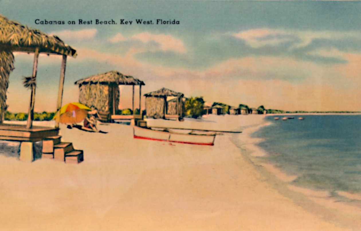 Cabanas em Rest Beach, Key West, Flórida, c1940s de Unbekannt
