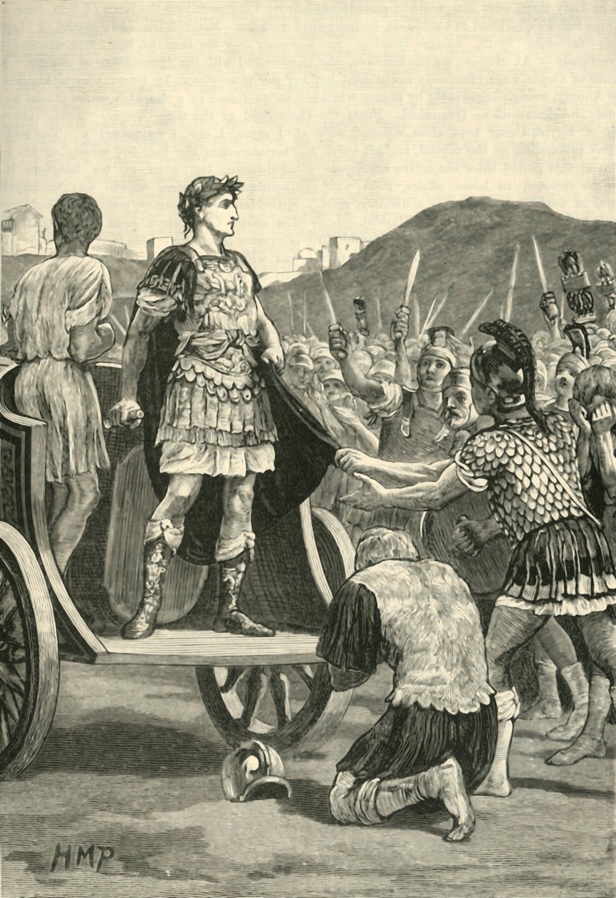 César dirigindo-se às legiões de descontentes no campus Martius, 1890. de Unbekannt
