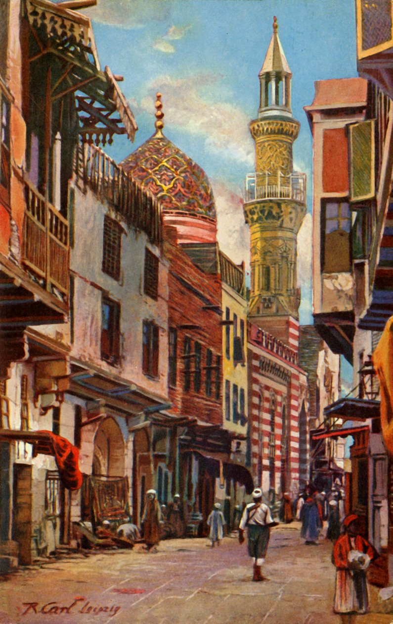 Cairo: Rua Boulac e Mesquita de Aboul-Ela, c1918-c1939. de Unbekannt