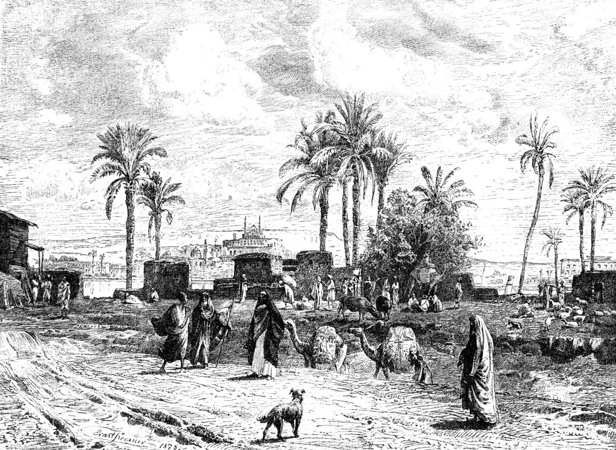 Cairo visto da margem esquerda do Nilo, 1881 de Unbekannt