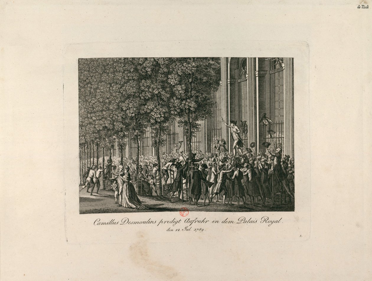 Camille Desmoulins nos Jardins do Palais Royal, c. 1797-1800. de Unbekannt