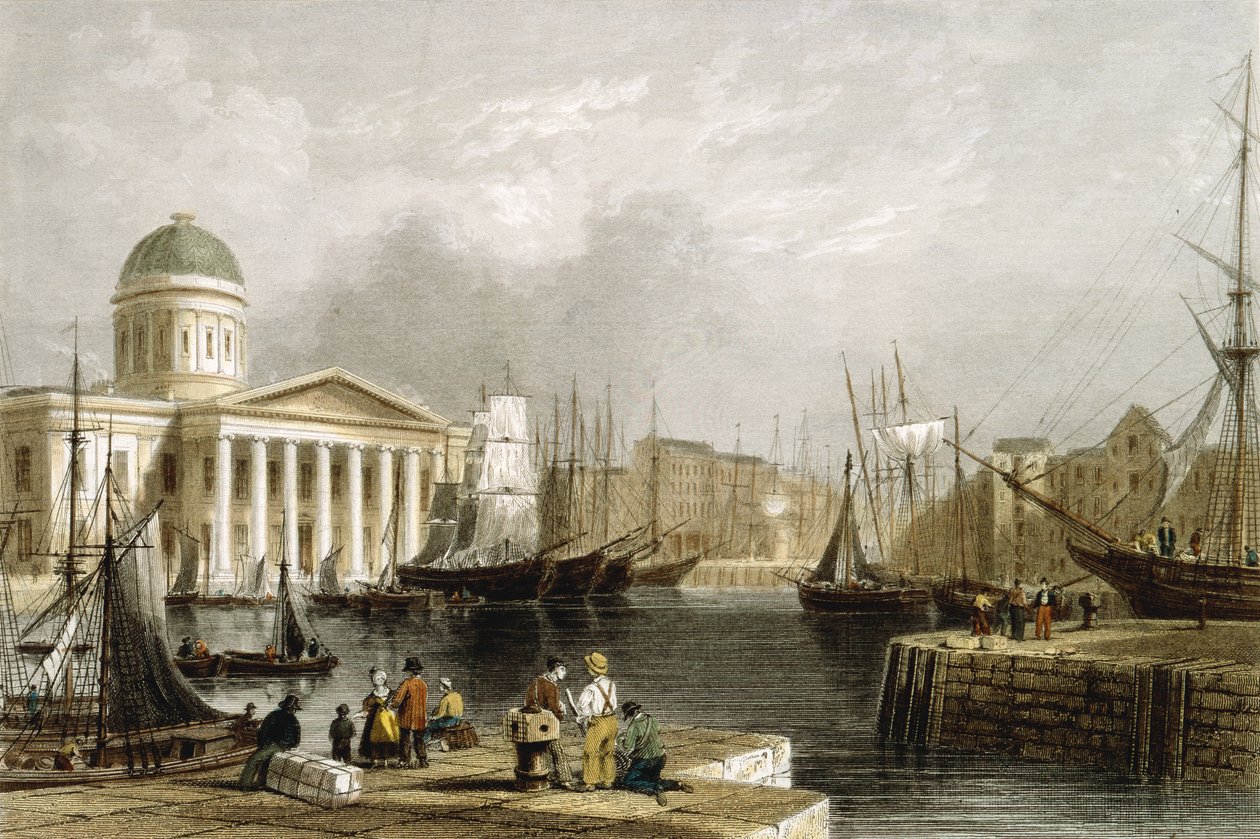 Canning Dock, Liverpool, mostrando a Alfândega, 1841 de Unbekannt