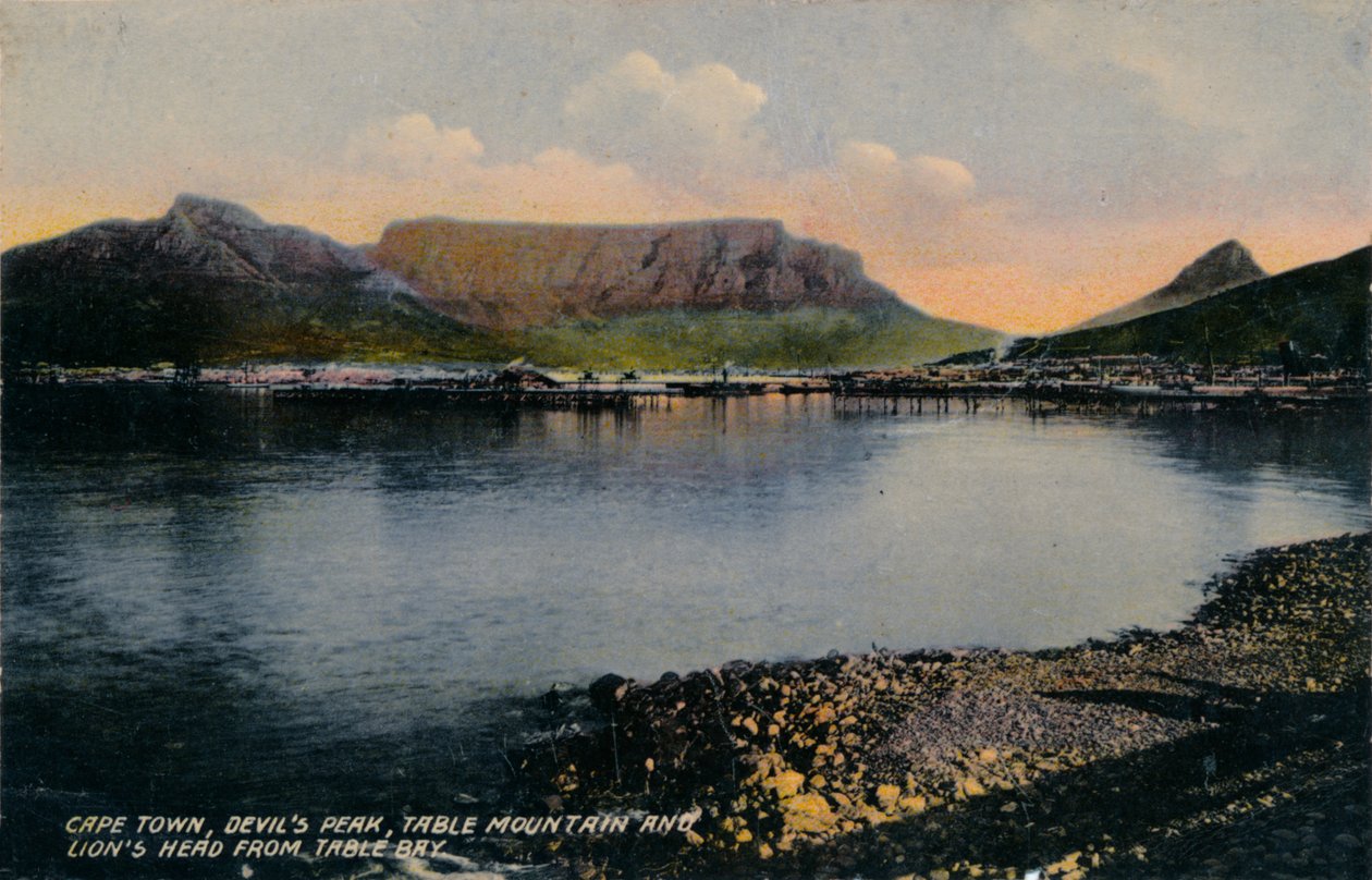 Cape Town, Devils Peak, Table Mountain e Lions Head de Table Bay, c1900 de Unbekannt