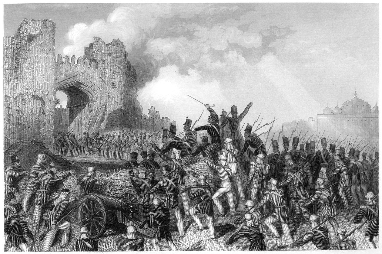 Captura do Portão da Caxemira, assalto a Nova Deli, 1857, c1860 de Unbekannt