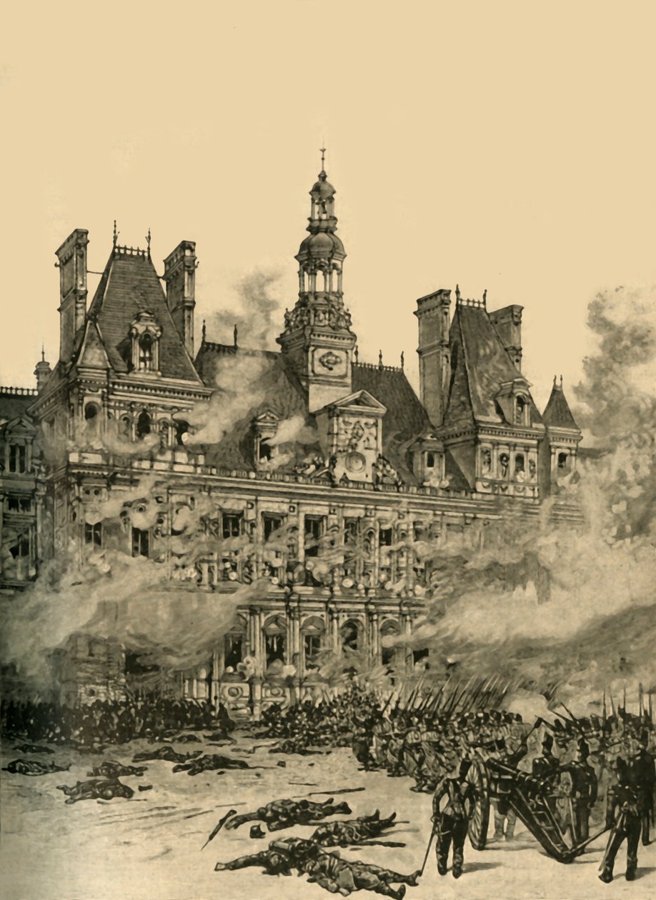 Captação do Hotel de Ville, Paris, Revolução de Julho, 1830 c1890. de Unbekannt