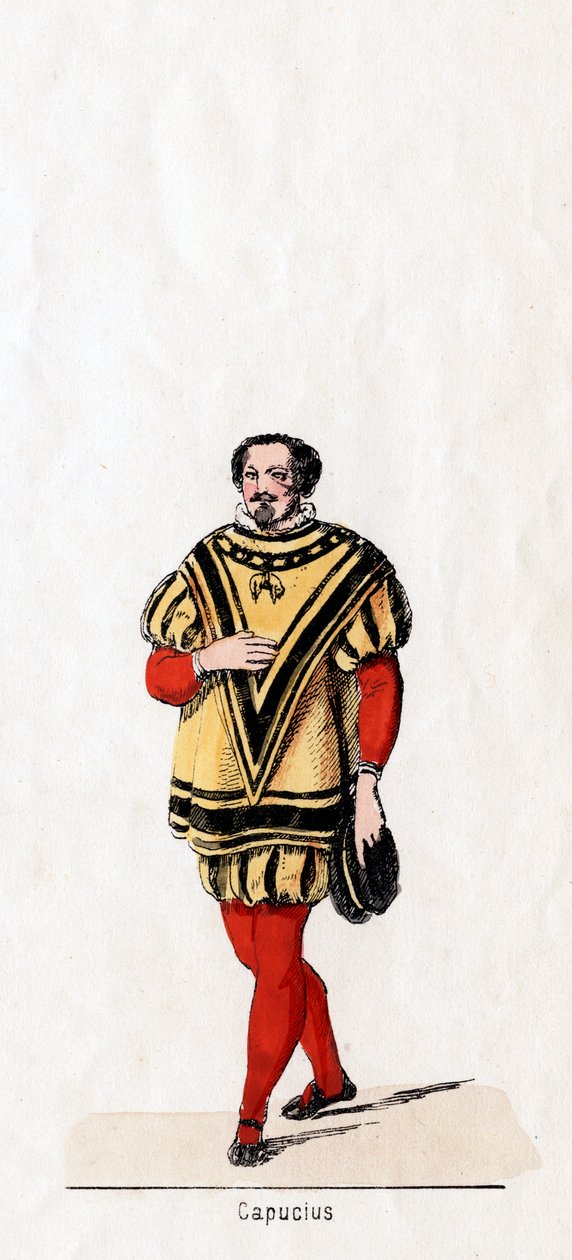 Capucius, figurino para a peça de Shakespeares, Henrique VIII, século XIX de Unbekannt