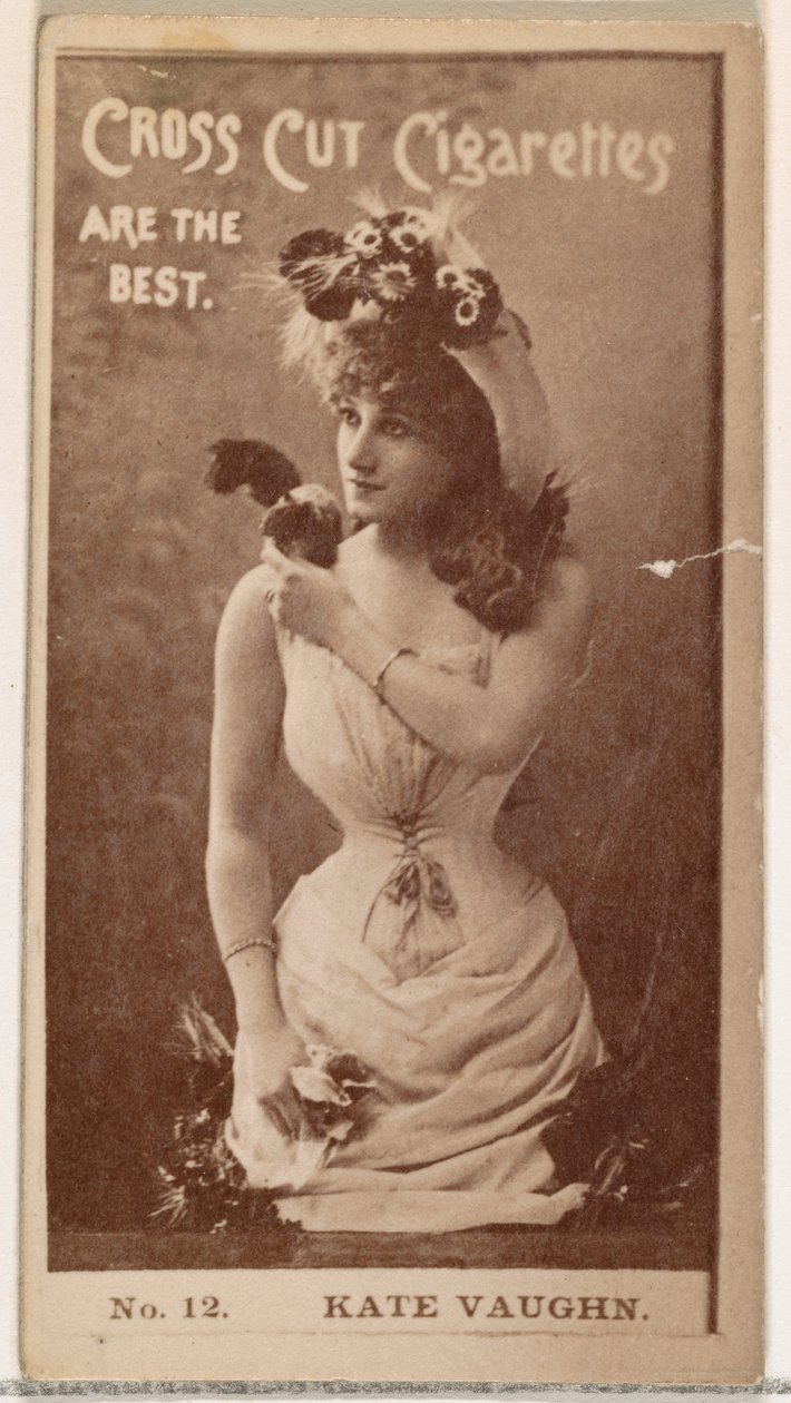 Cartão número 12, Kate Vaughn, da série Atores e Atrizes N145-2 emitida por Duke..., década de 1880. de Unbekannt