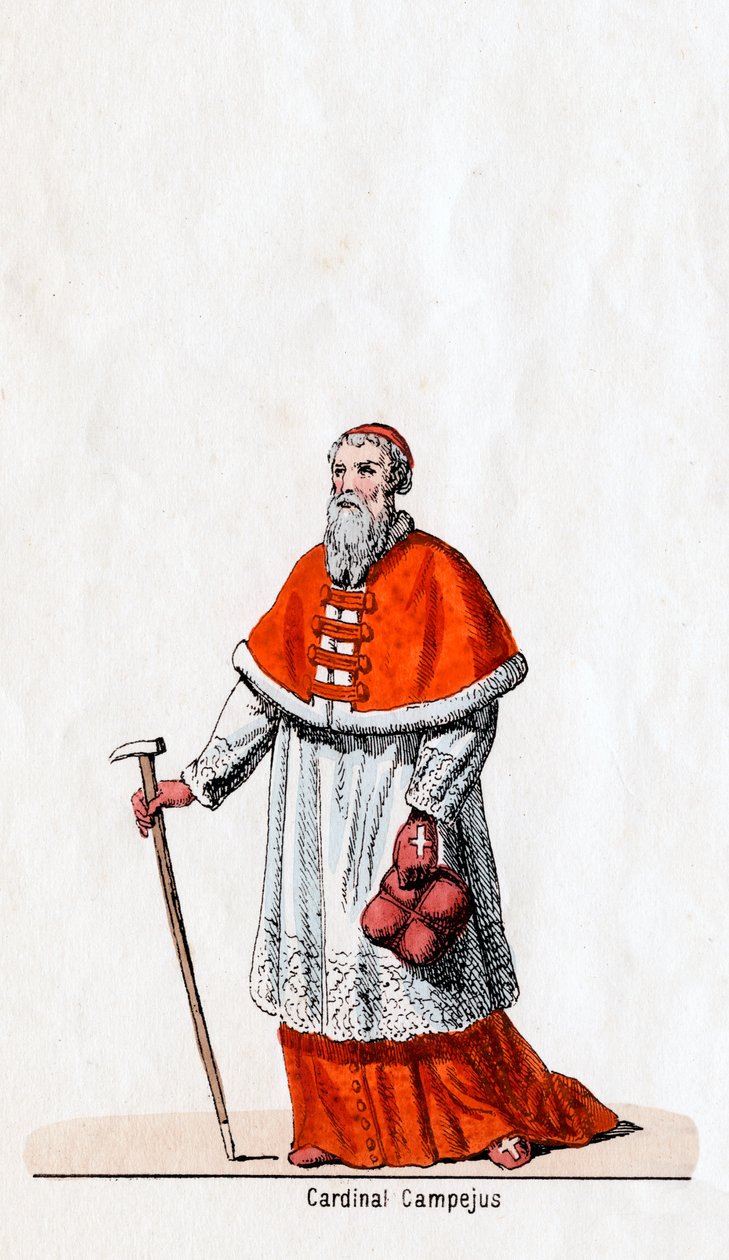 Cardeal Campeius, figurino para a peça de Shakespeares, Henrique VIII, século XIX de Unbekannt