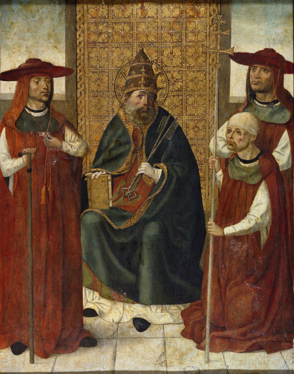 Cardeal Pedro González de Mendoza 1428-1495 orando diante de São Pedro, 1490-1495 de Unbekannt