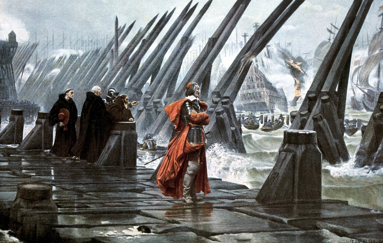 Cardeal Richelieu no cerco de La Rochelle, 1628, início do século XX de Unbekannt