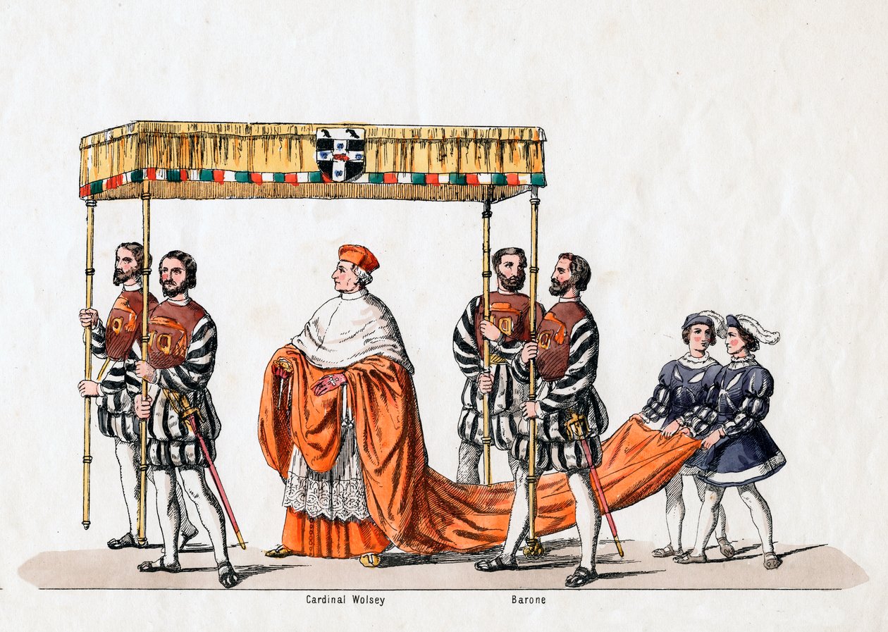 Cardeal Wolsey, figurino para a peça de Shakespeares, Henrique VIII, século XIX de Unbekannt