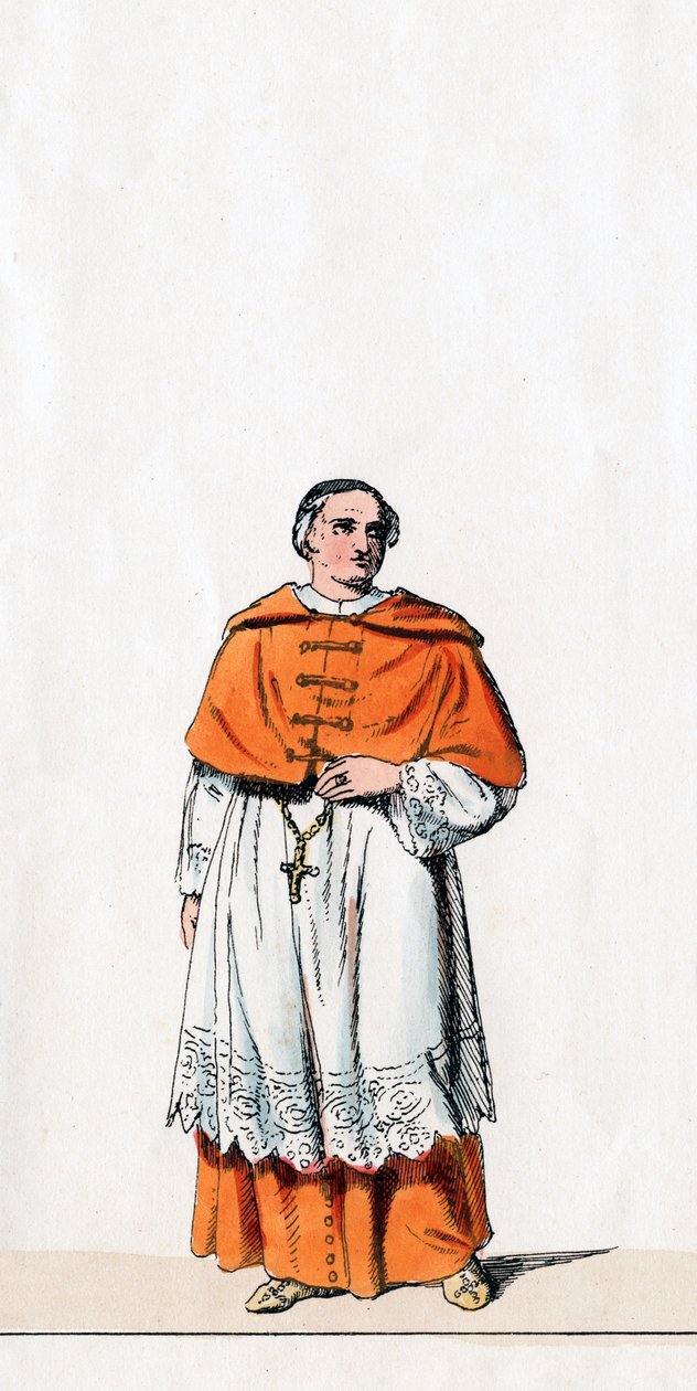 Cardeal Wolsey, figurino para a peça de Shakespeares, Henrique VIII, século XIX de Unbekannt