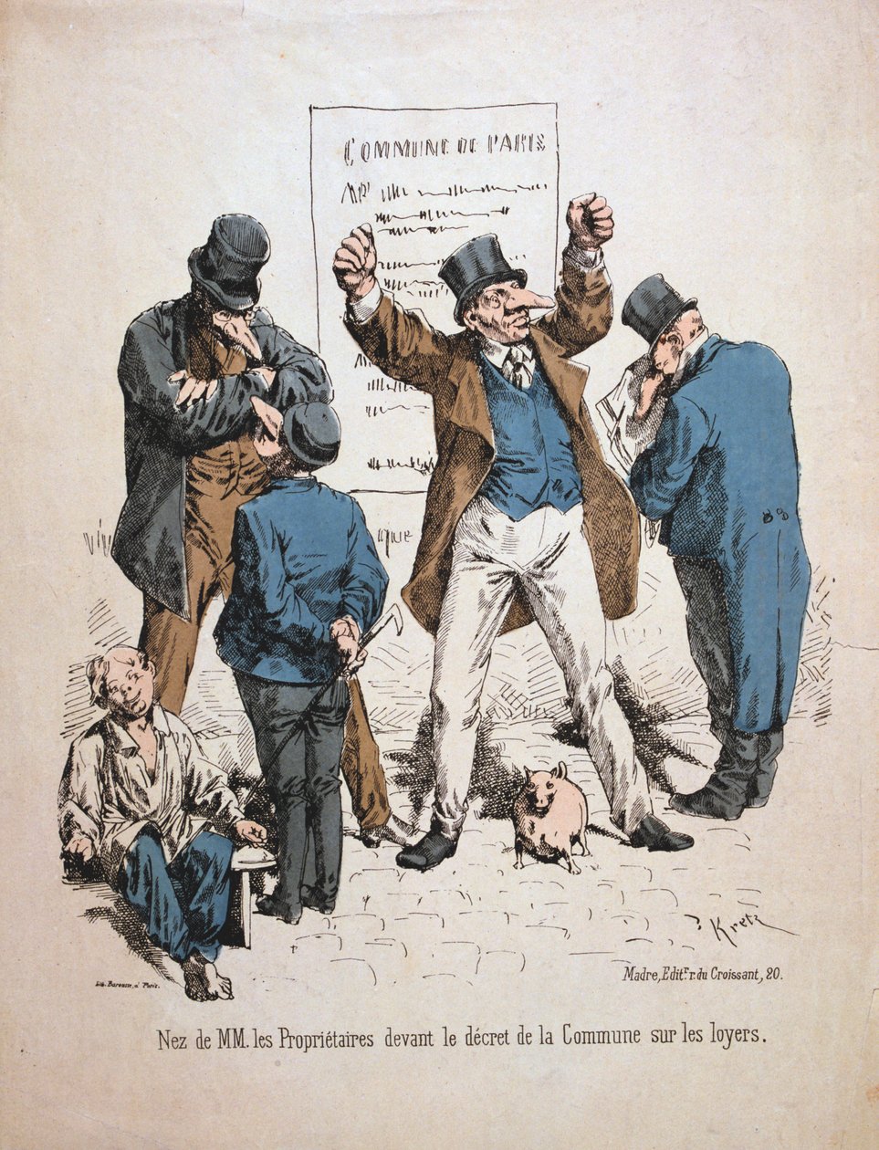 Caricatura dos proprietários, Paris Commune, 1871. de Unbekannt