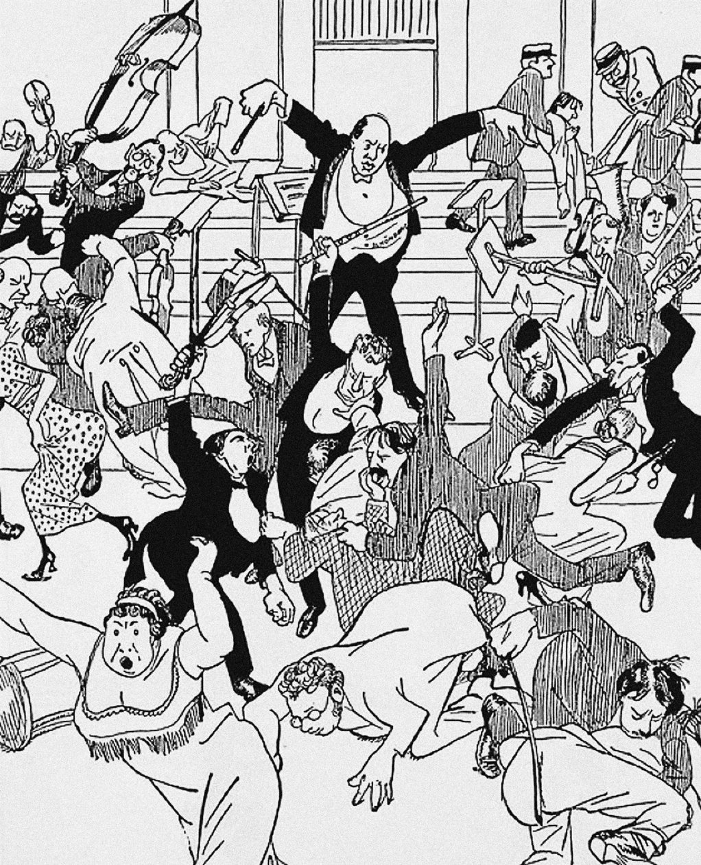 Caricatura na Sinfonia da Câmara de Schoenbergs nº 1 em 31 de março de 1913 em Viena, 1913 de Unbekannt