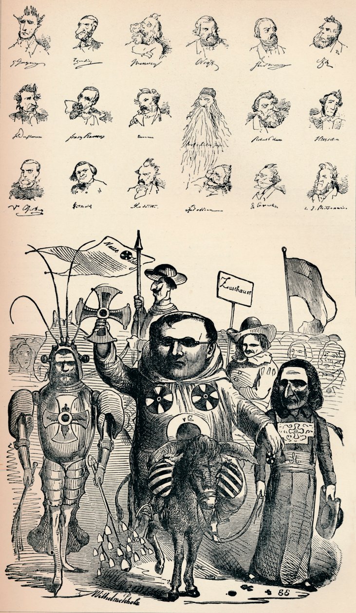 Caricaturas de membros da Conferência Nacional de Frankfort e da Prússia Kreuz-Zeitung P de Unbekannt