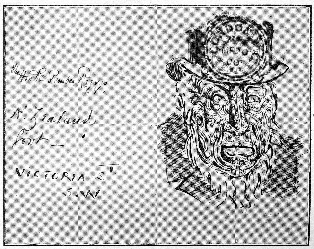 Desenho animado representando o líder dos bôeres Paul Kruger como maori, 1900 de Unbekannt