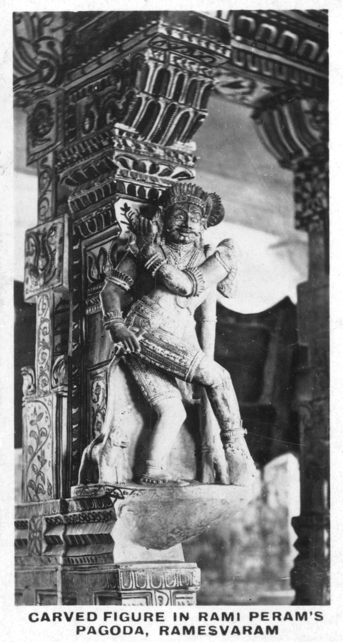Figura esculpida em Rami Perams Pagoda, Ramesvaram, Índia, c1925 de Unbekannt