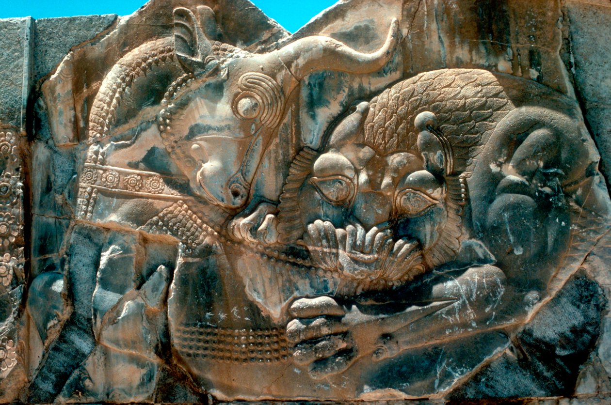 Escultura de um touro e leão, persa, século V aC de Unbekannt