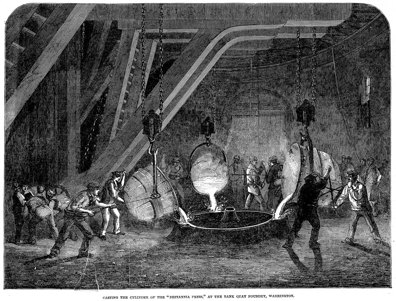 Fundição do cilindro da Britannia Press na Bank Quay Foundry, Warrington, 1851 de Unbekannt