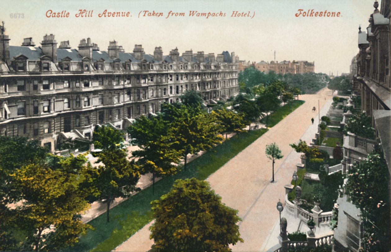 Avenida Castle Hill. Tomado do hotel de Wampachs. Folkestone, final do século XIX e início do século XX de Unbekannt