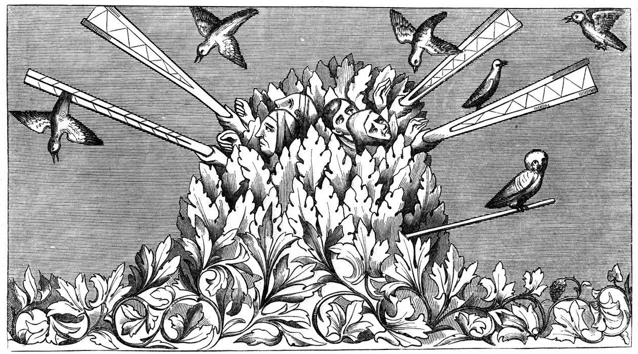 Captura de pássaros, século XIV 1849 de Unbekannt