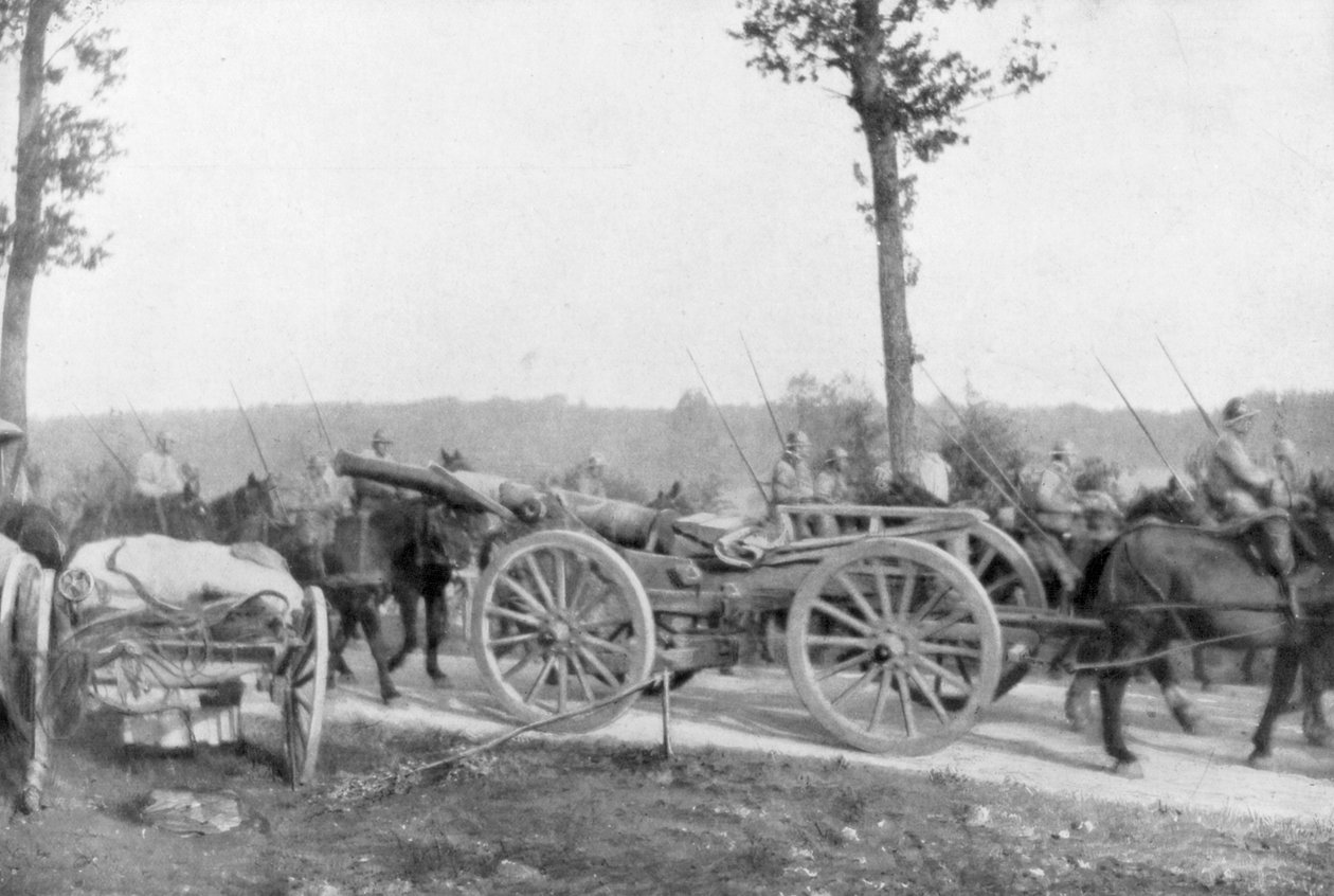 Cavalaria e artilharia do 10º Exército francês, Villers-Cotterets, Aisne, França, 1918 de Unbekannt