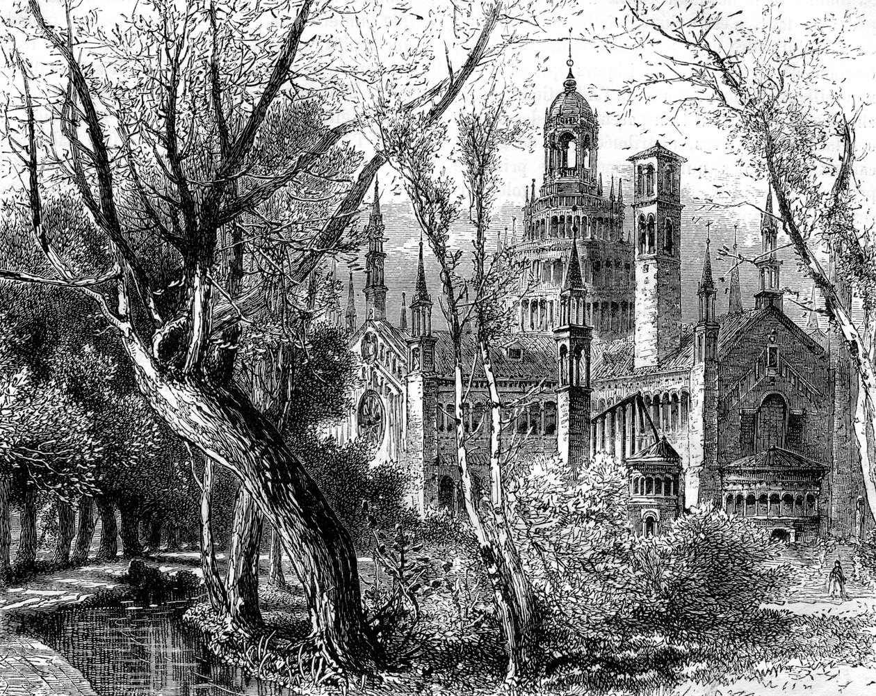 Certosa di Pavia ou Cartuxa de Pavia, Lombardia, Itália, século XIX de Unbekannt