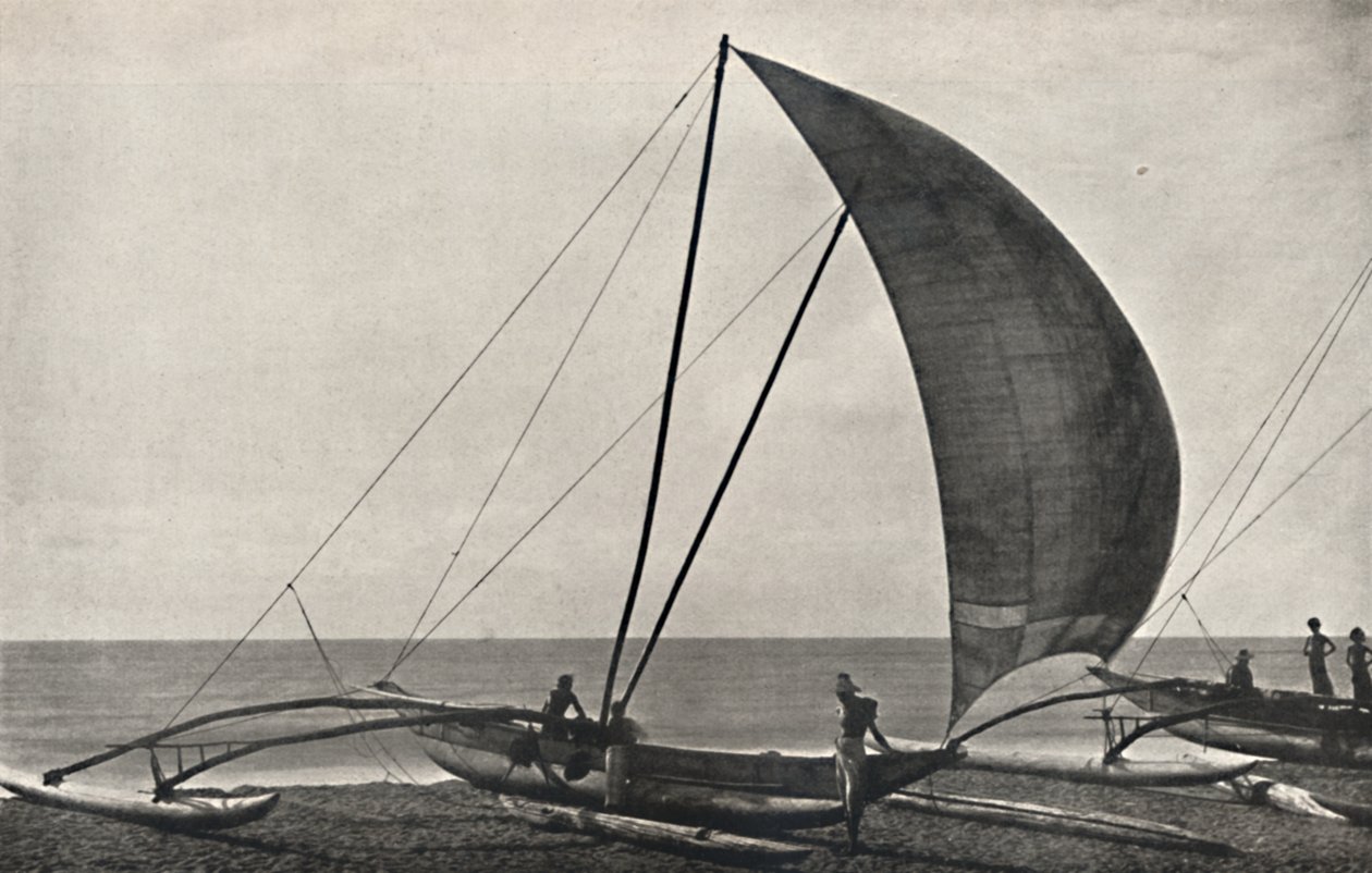 Barco de pesca no mar de Ceilão com estabilizador, 1926 de Unbekannt