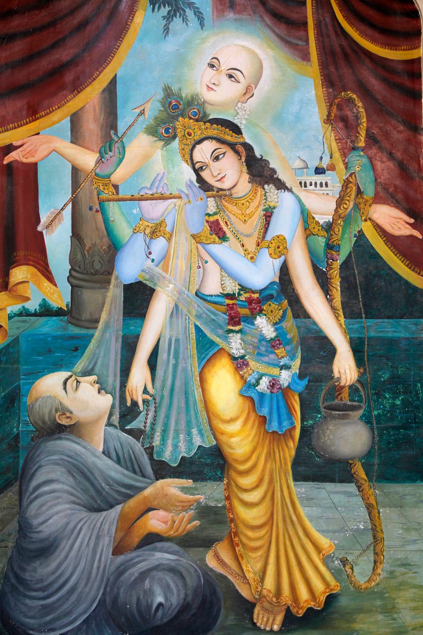 Chaityana Mahaprahbu, uma santa Vaishnava do século XV e reformadora social - Vaishnava significa venerar Vishnu ou Krishna (Krishna, tocando flauta, é um dos avatares de Vishnu) Vrindavan Inde de Unbekannt