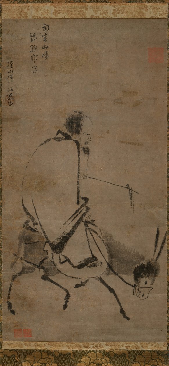 Mestre Chan montando uma mula, antes de 1249. de Unbekannt