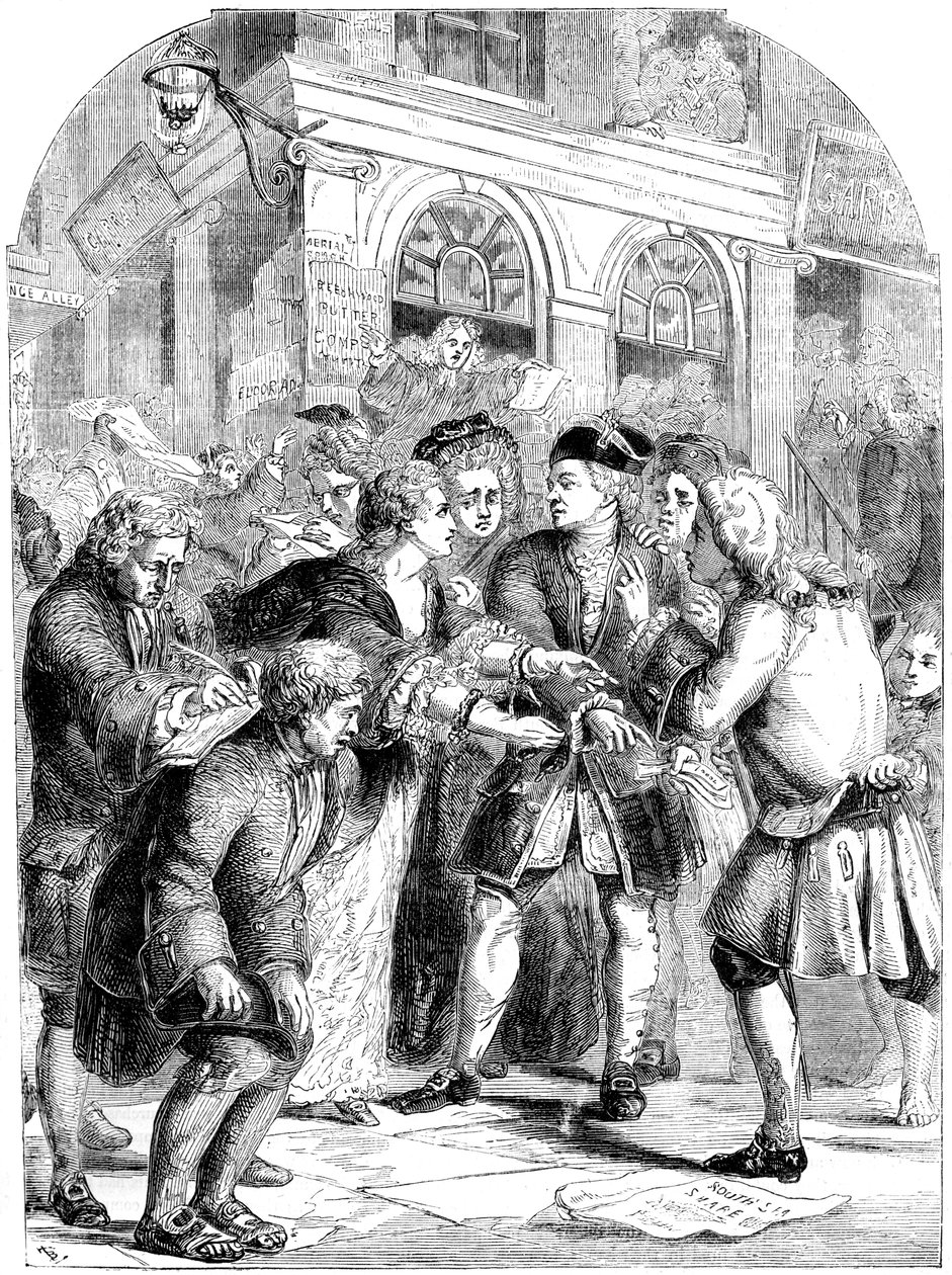 Change Alley, Singapura, durante o frenesi da bolha do mar do sul, c1720, século XIX de Unbekannt