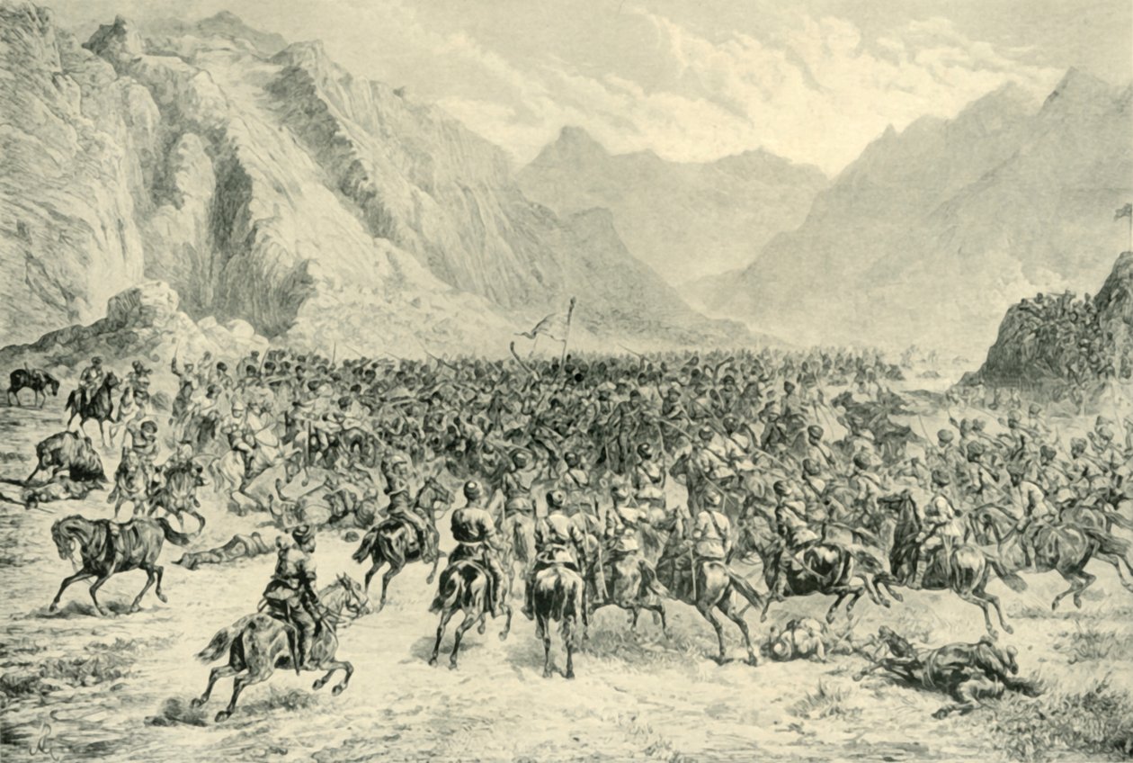 Carga da cavalaria de Punjab na segunda ação perto de Charasia, em 24 de abril de 1880, 1901. de Unbekannt
