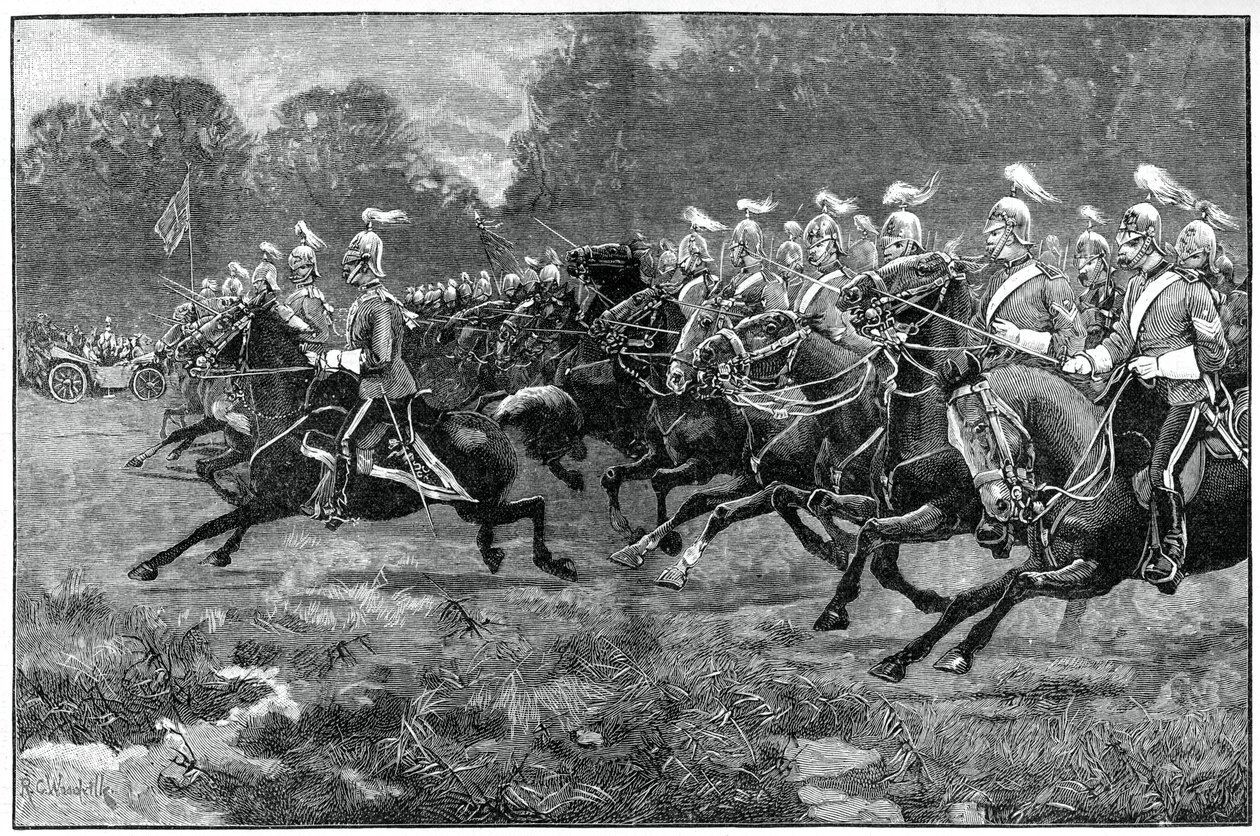 Carga dos 5º e 7º guardas de dragões, revisão em Windsor Park, 1900 de Unbekannt