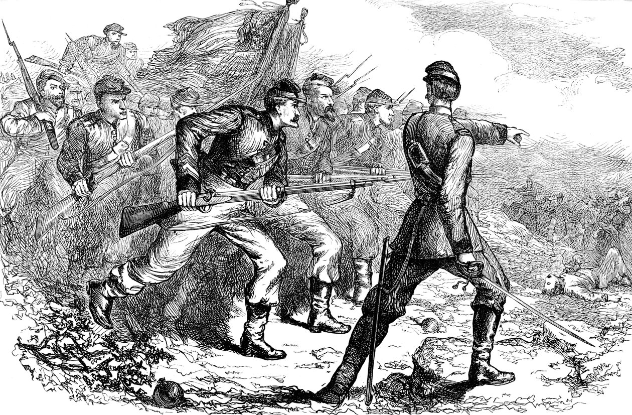 Carga dos Federais em Corinto, Guerra Civil Americana, c1880 de Unbekannt