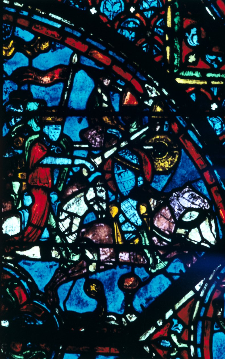 Carlos Magno luta contra os sarracenos, vitral, Catedral de Chartres, França, c1225 de Unbekannt