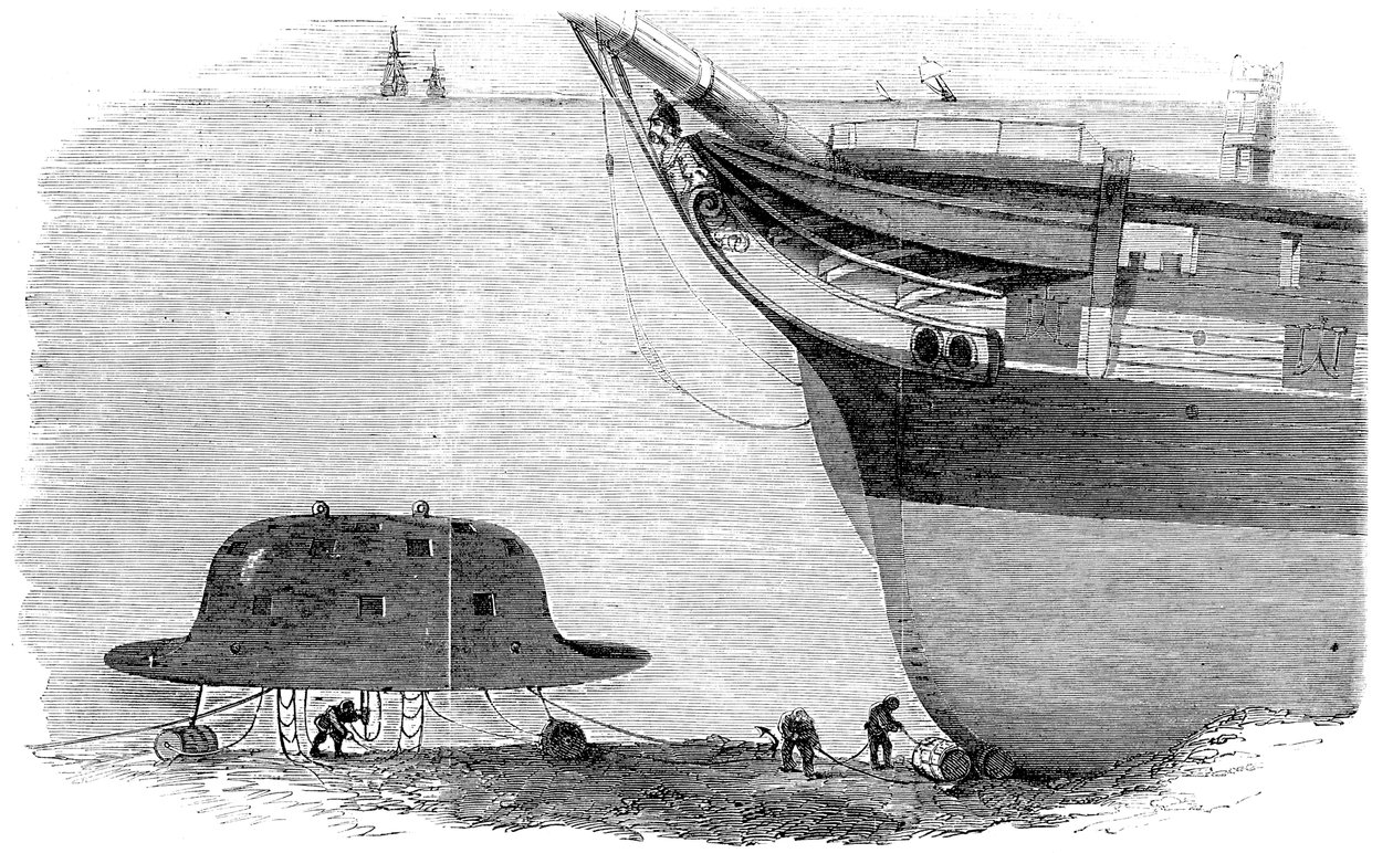 Charles Babbages propôs o projeto de um sino de mergulho, 1855 de Unbekannt
