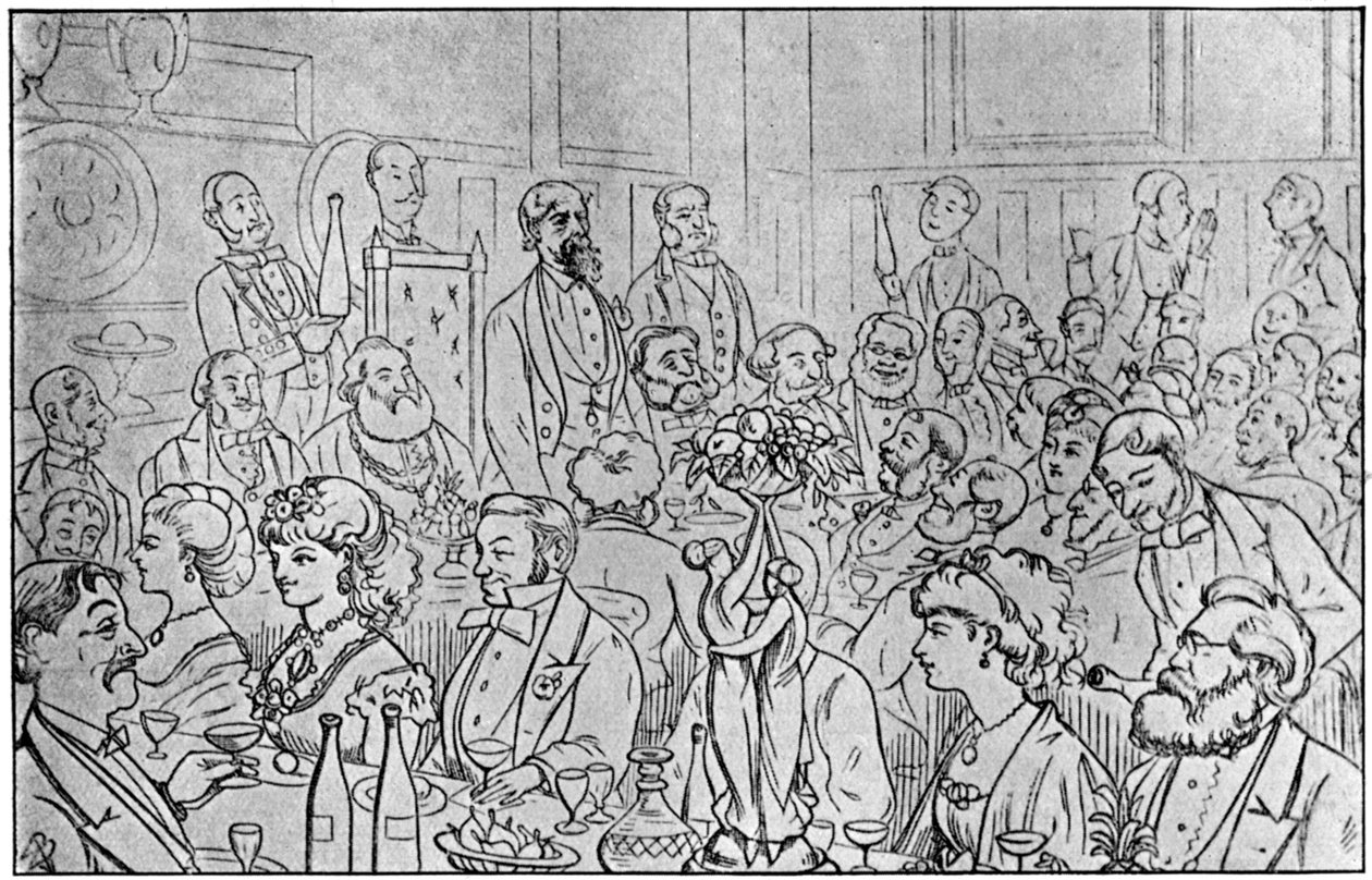 Charles Dickens presidindo o jantar dos vendedores de jornais, 5 de abril de 1870 1912 de Unbekannt