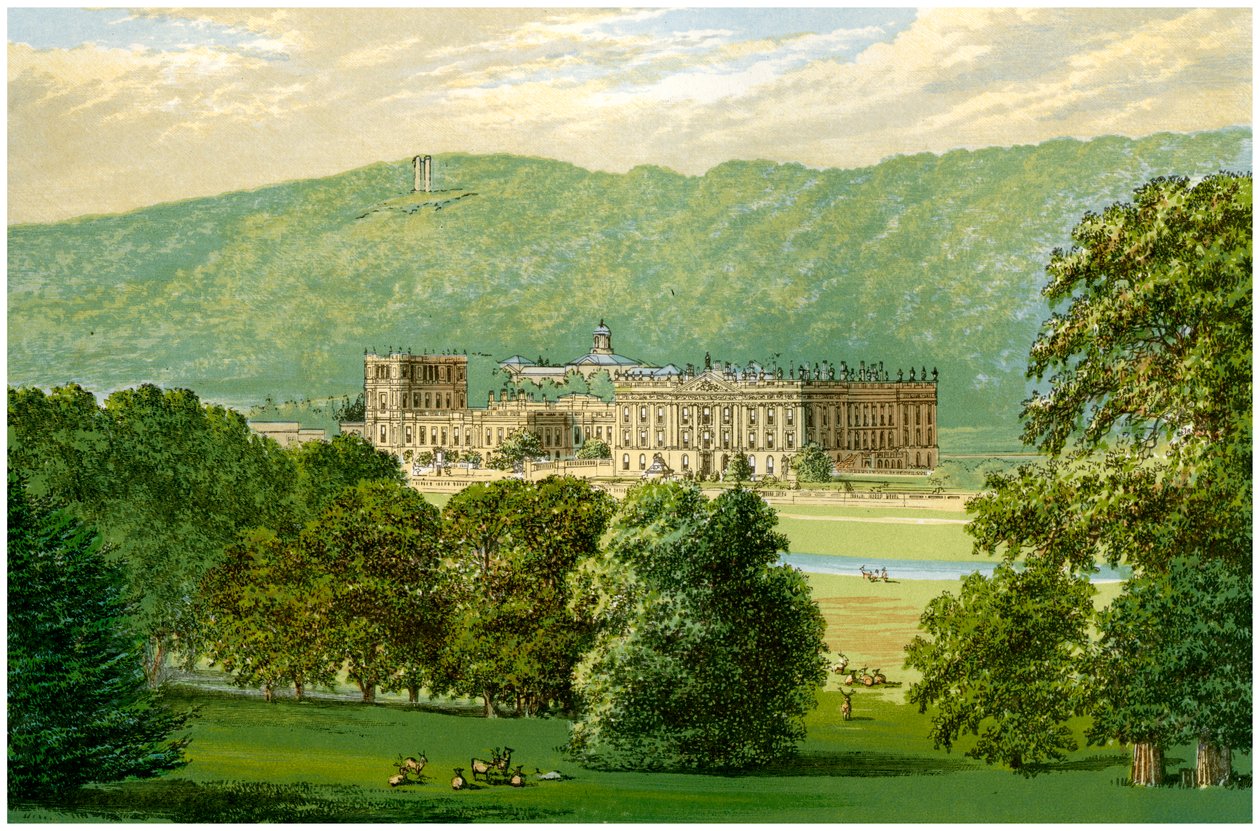 Chatsworth House, Derbyshire, casa do duque de Devonshire, c1880 de Unbekannt