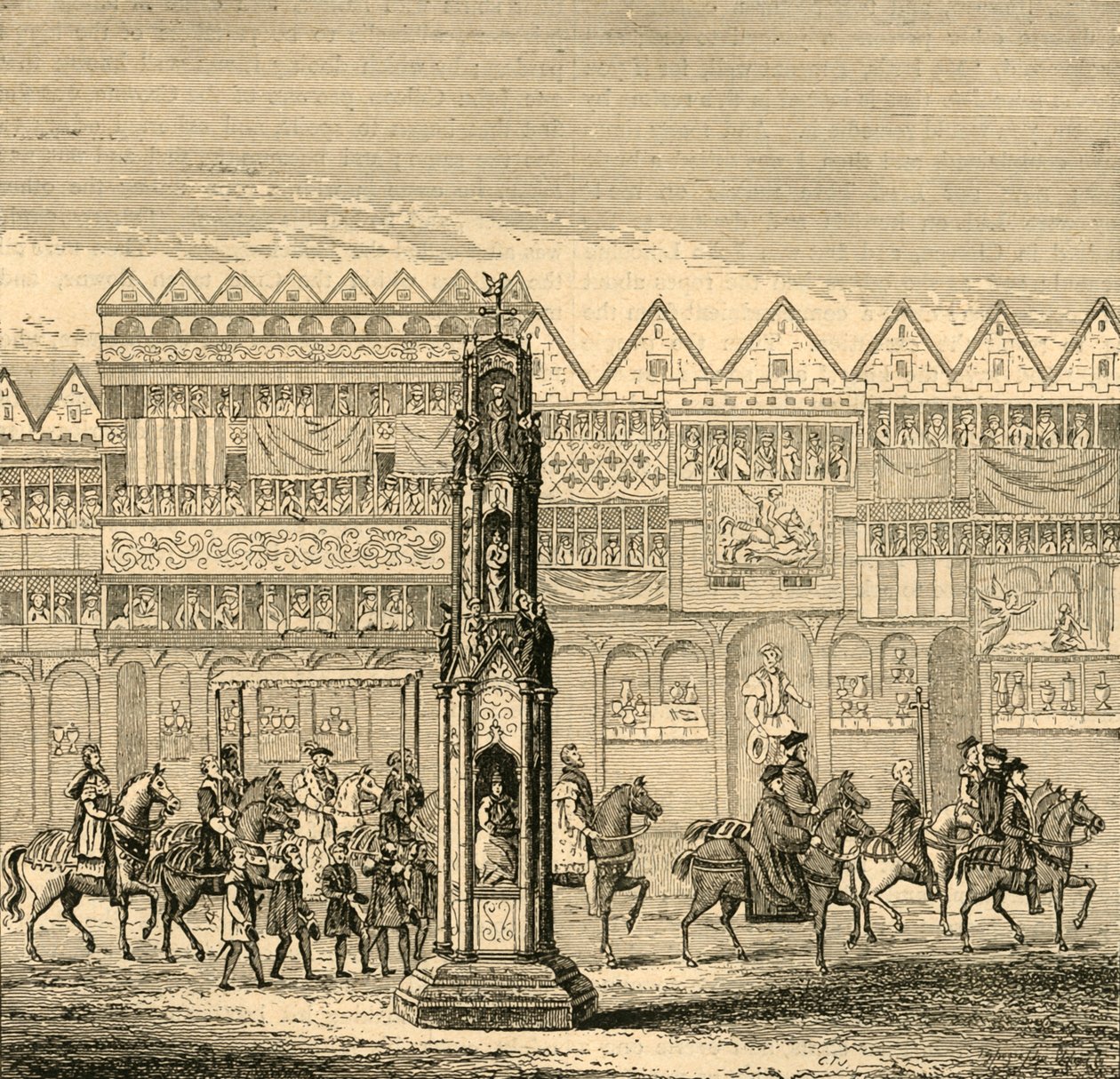 Cheapside Cross, como apareceu em 1547, 1897. de Unbekannt