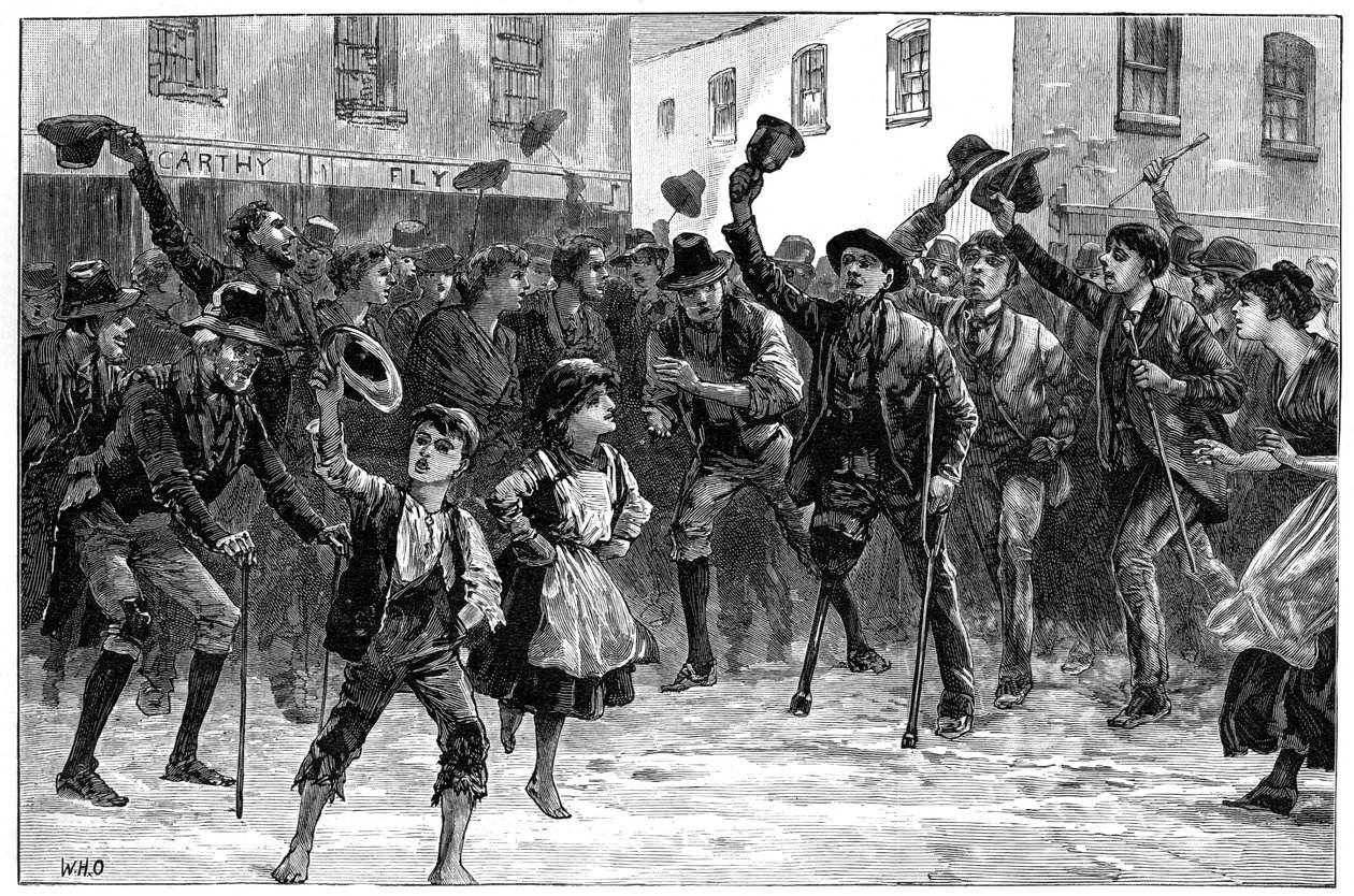 Aplaudir o nome de Randolph Churchills ao ouvir sua demissão, Loughrea, Irlanda, 1887 de Unbekannt