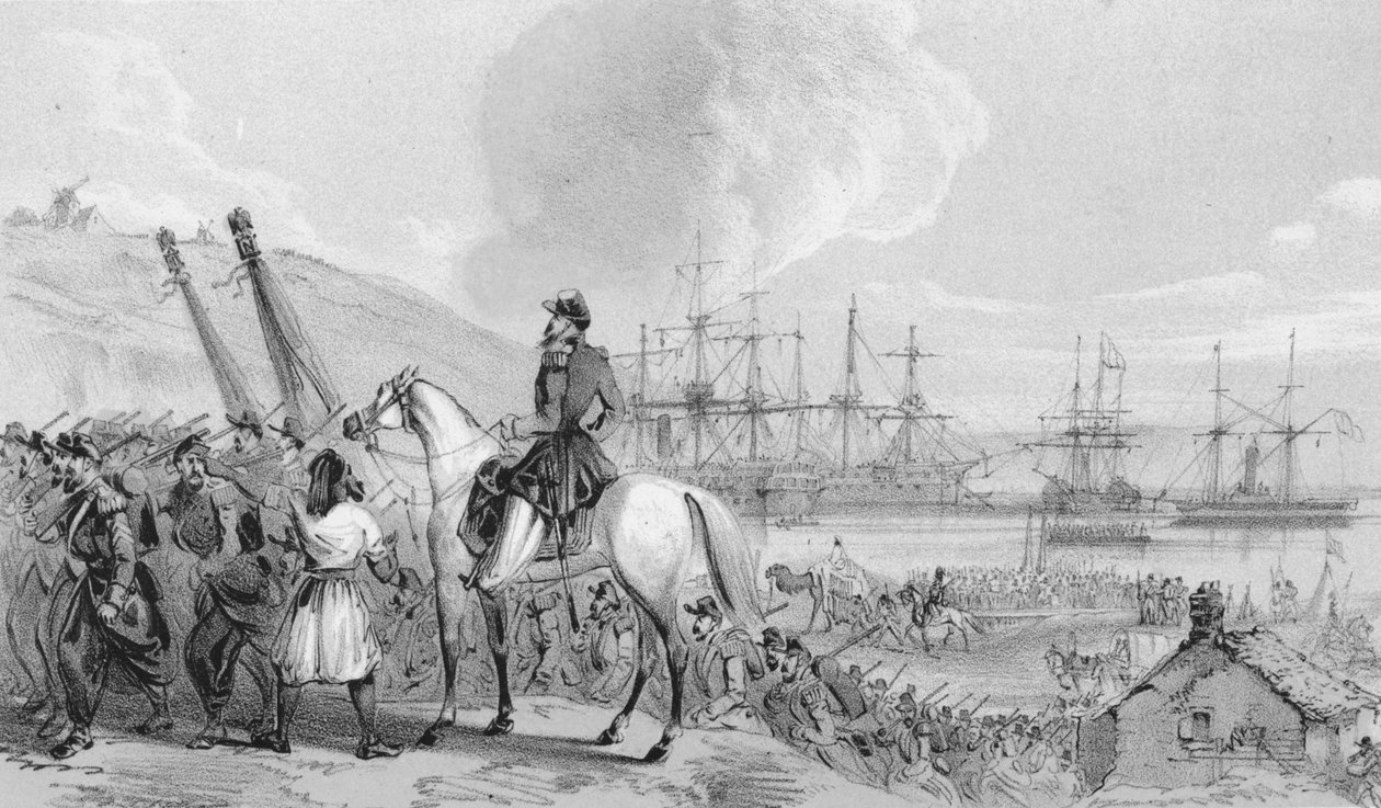 Cherson - Baía de Cossack. Local de desembarque e depósito franceses, c1850s. de Unbekannt