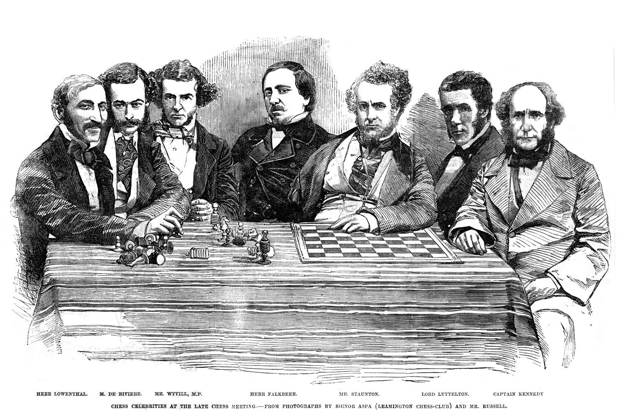 Celebridades do xadrez no final da reunião de xadrez, 1855 de Unbekannt