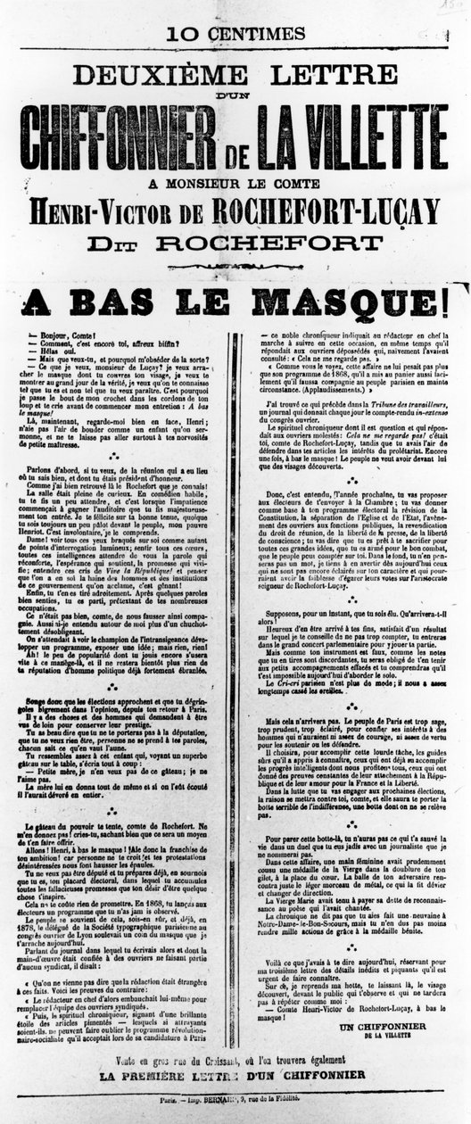 Chiffonnier de La Villette, dos cartazes políticos franceses da Comuna de Paris, maio de 1871 de Unbekannt
