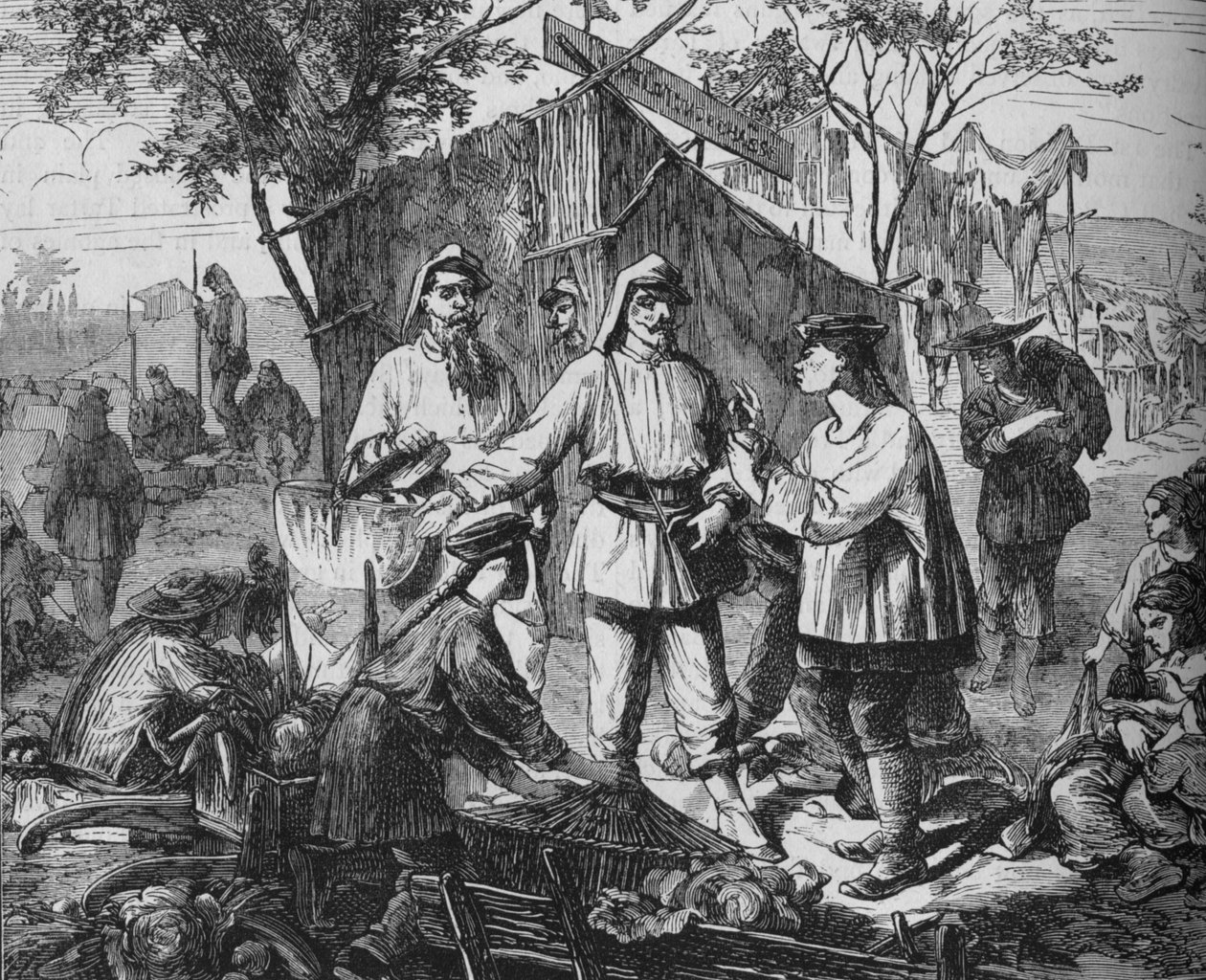 Negociantes chineses no acampamento dos aliados, c1880 de Unbekannt