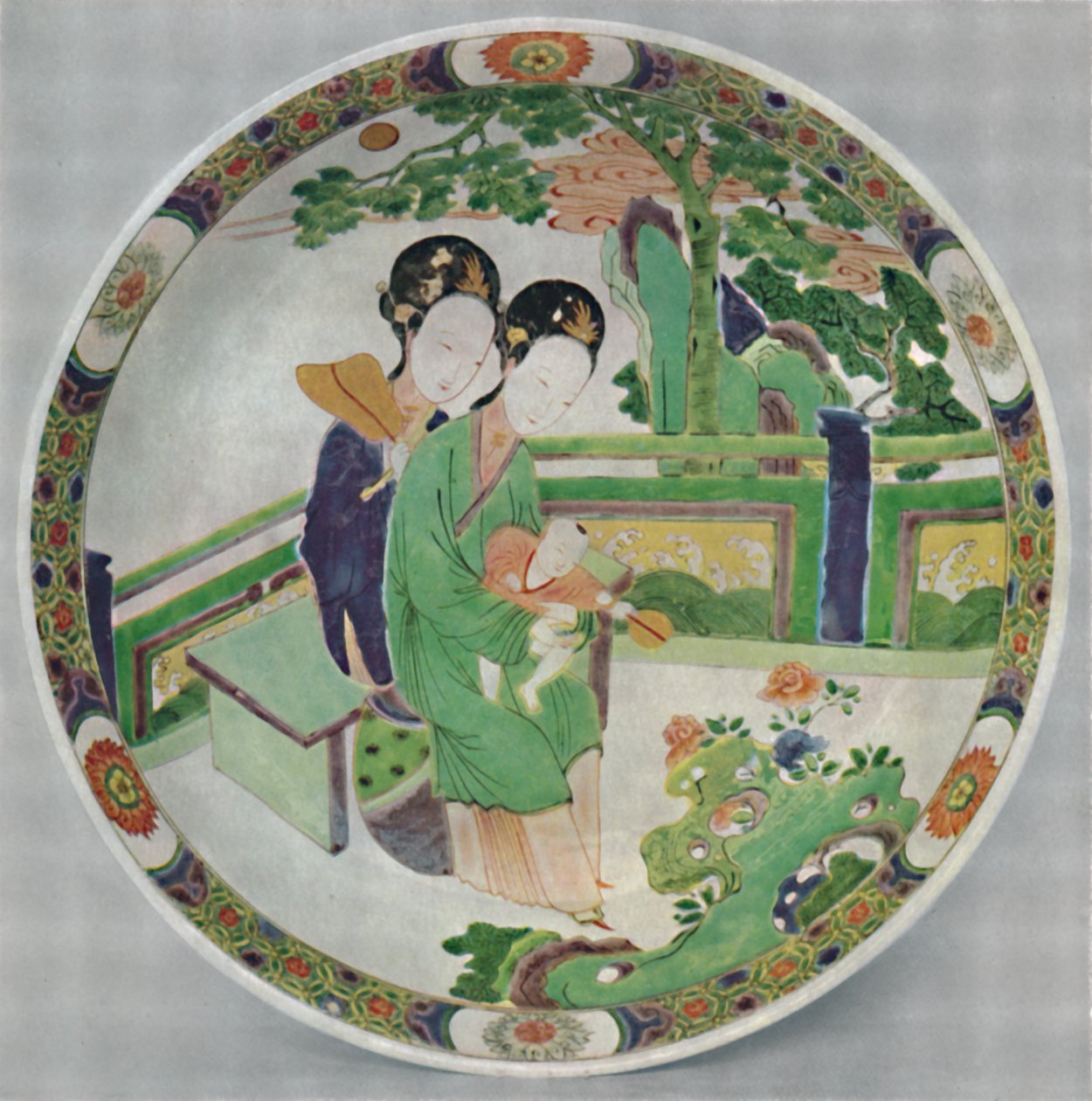 Prato de porcelana chinês, Famille Verte. Período de KAng Hsi, 1662-1722, 1928 de Unbekannt
