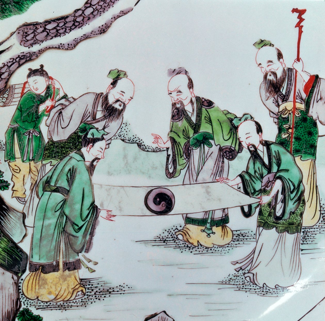 Prato chinês mostrando uma cena de adivinhação, século XVII de Unbekannt