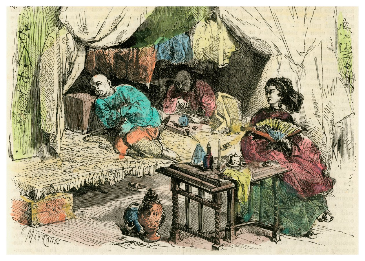 Fumantes chineses de ópio, século XIX de Unbekannt