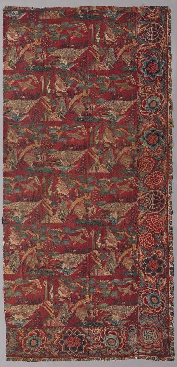 Capa de cama de chintz ou pendurada com um padrão de inspiração japonesa, metade direita, primeira metade da década de 1700. de Unbekannt