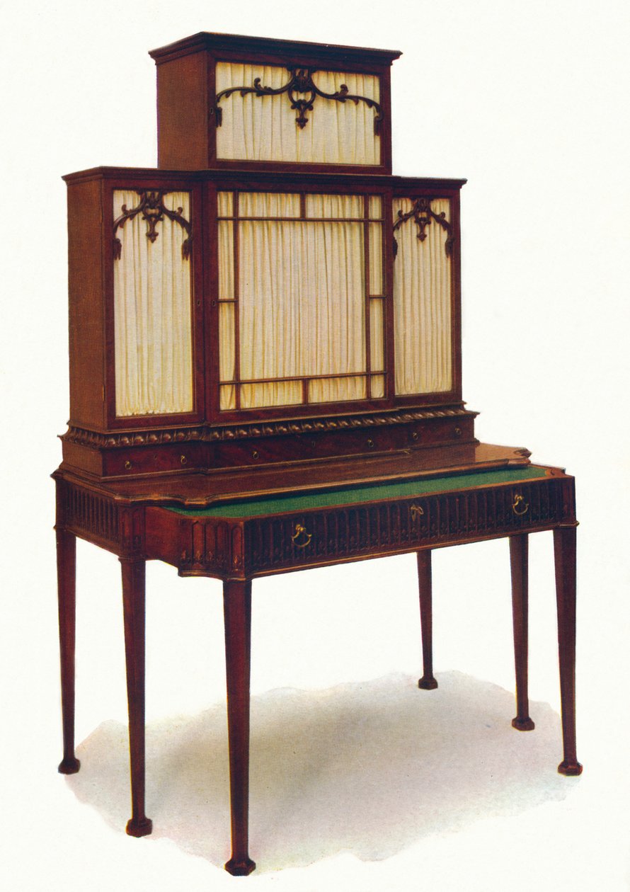 Estante Chiprogale Mahogany Secretaire, meados do século XVIII, 1930. de Unbekannt